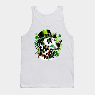 Dalmatian Enjoys Saint Patrick's Day in Graffiti Style Tank Top